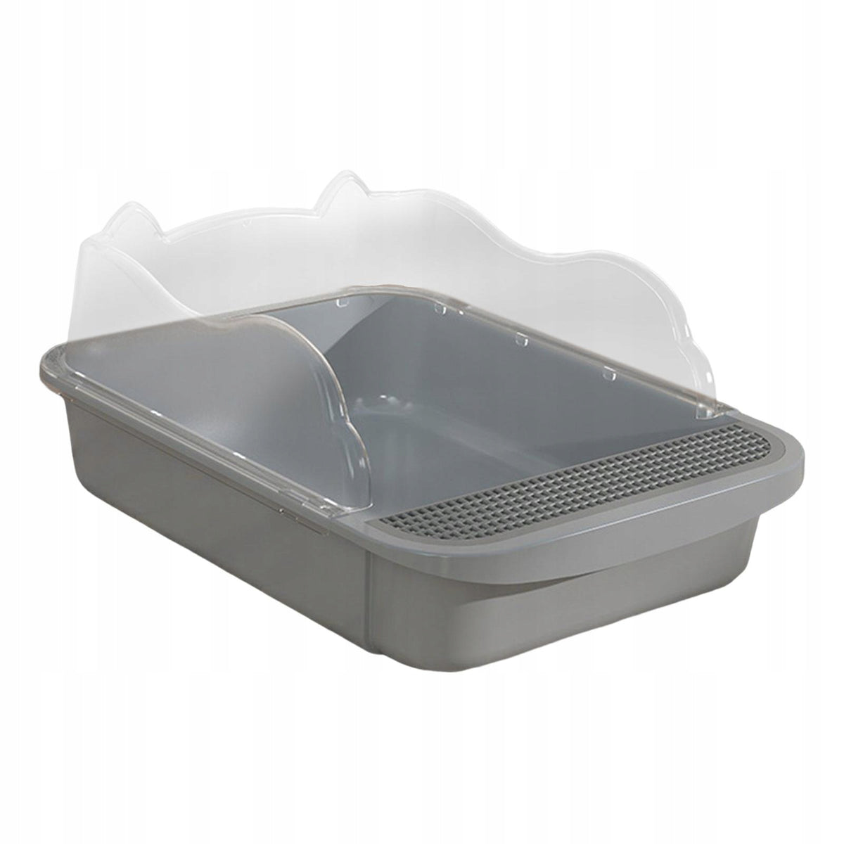 Semi Enclosed Cat Litter Box Deep 43x28x18cm Gray