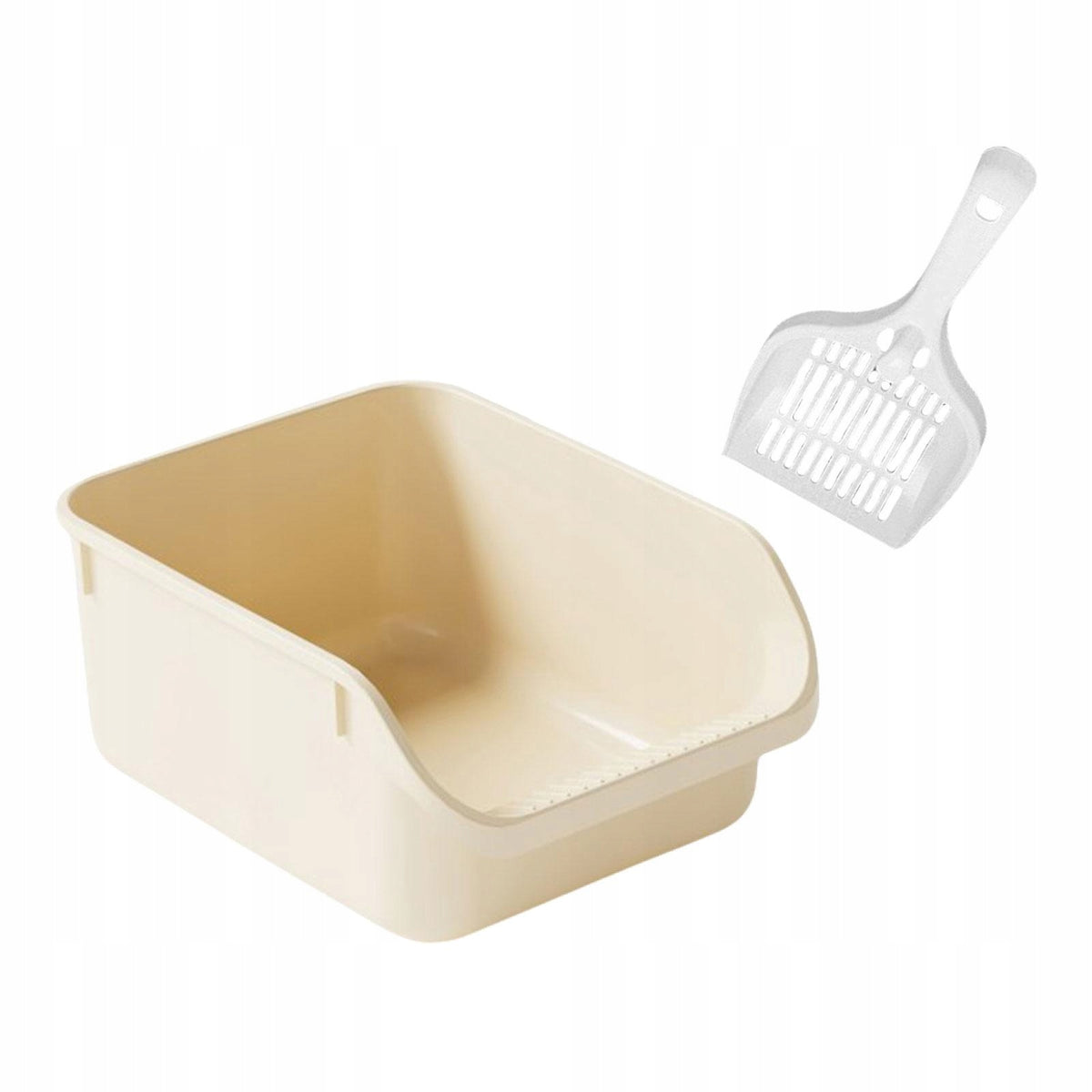 Semi Enclosed Cat Litter Box Portable Easy Carry Anti Splashing High Beige Manufacturer code 14164067029