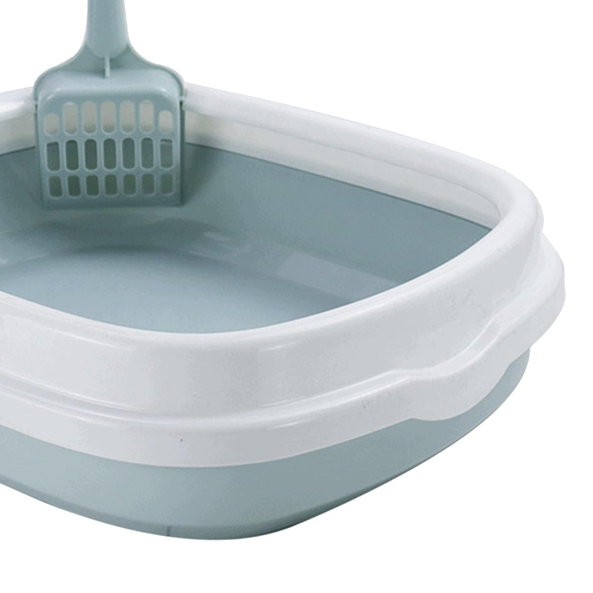 Semi Enclosed Cat Litter Box, with Surrounded Top Frame Bedpan Blue Medium Packaging status original
