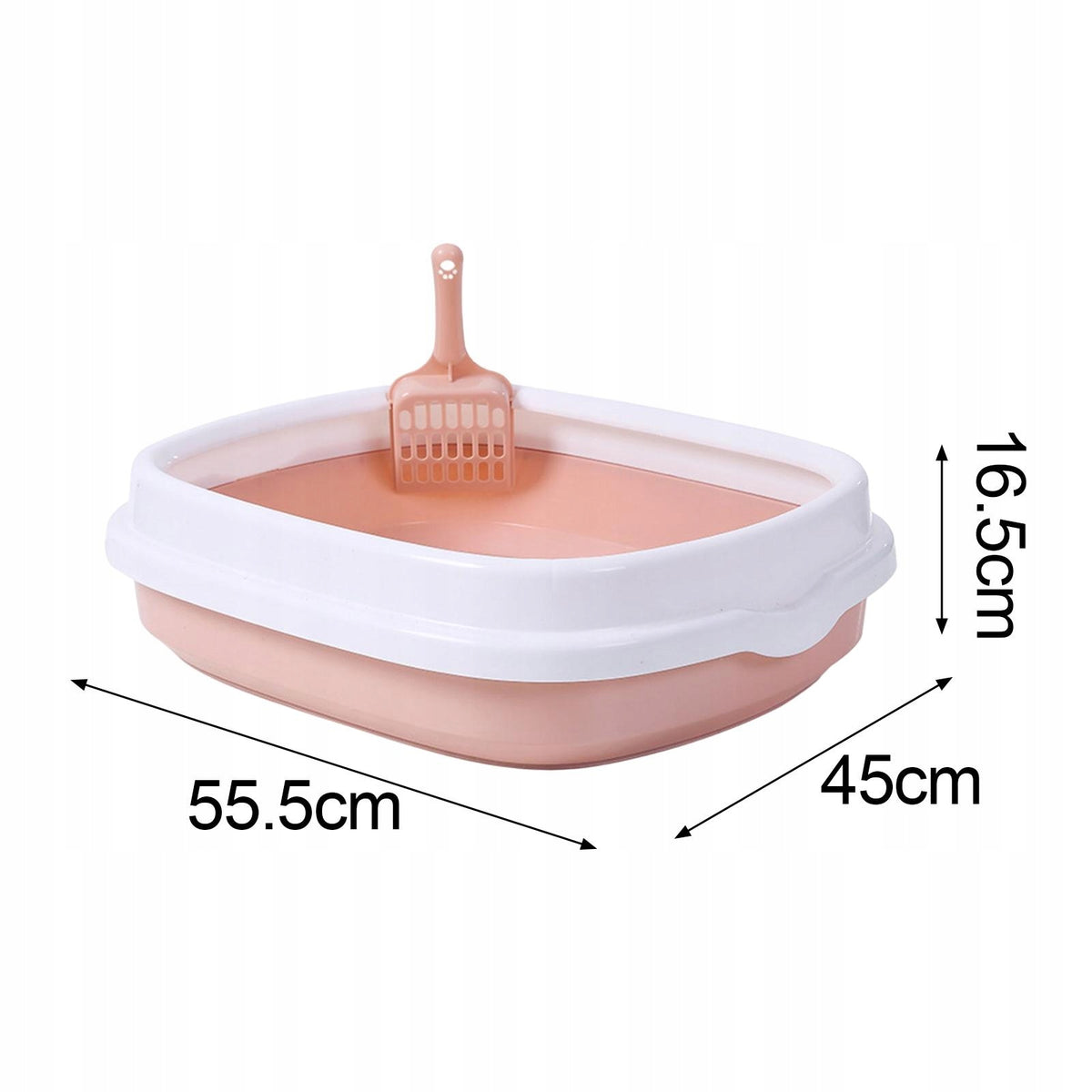 Semi Enclosed Cat Litter Box, with Surrounded Top Frame Bedpan Pink Large Packaging status original