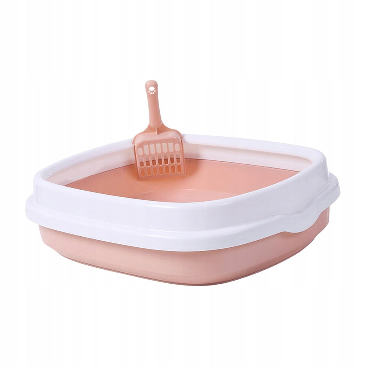 Semi Enclosed Cat Litter Box, with Surrounded Top Frame Bedpan Pink Large