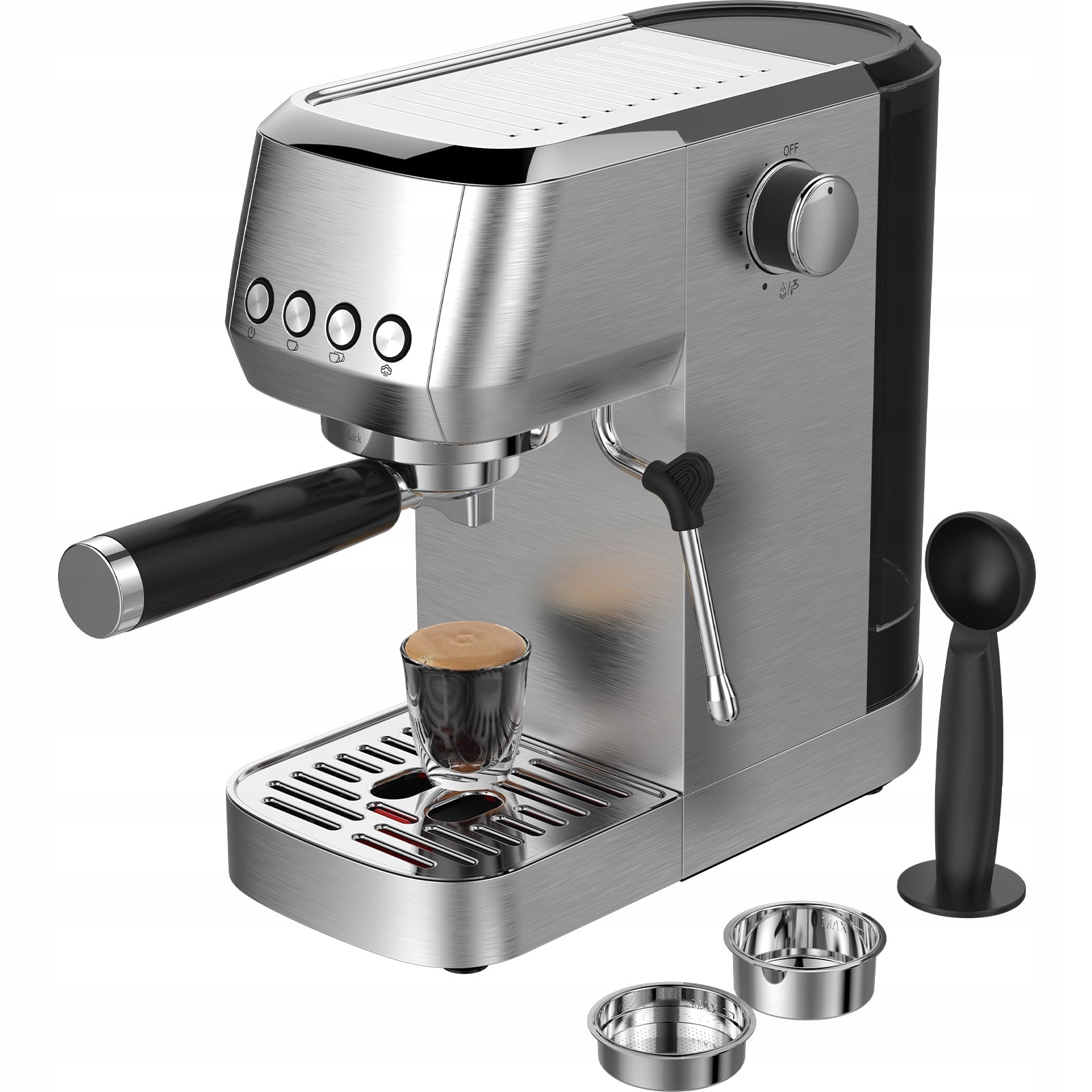 Semi-automatic espresso machine, 1350W, milk frother, 20-bar Italian pump