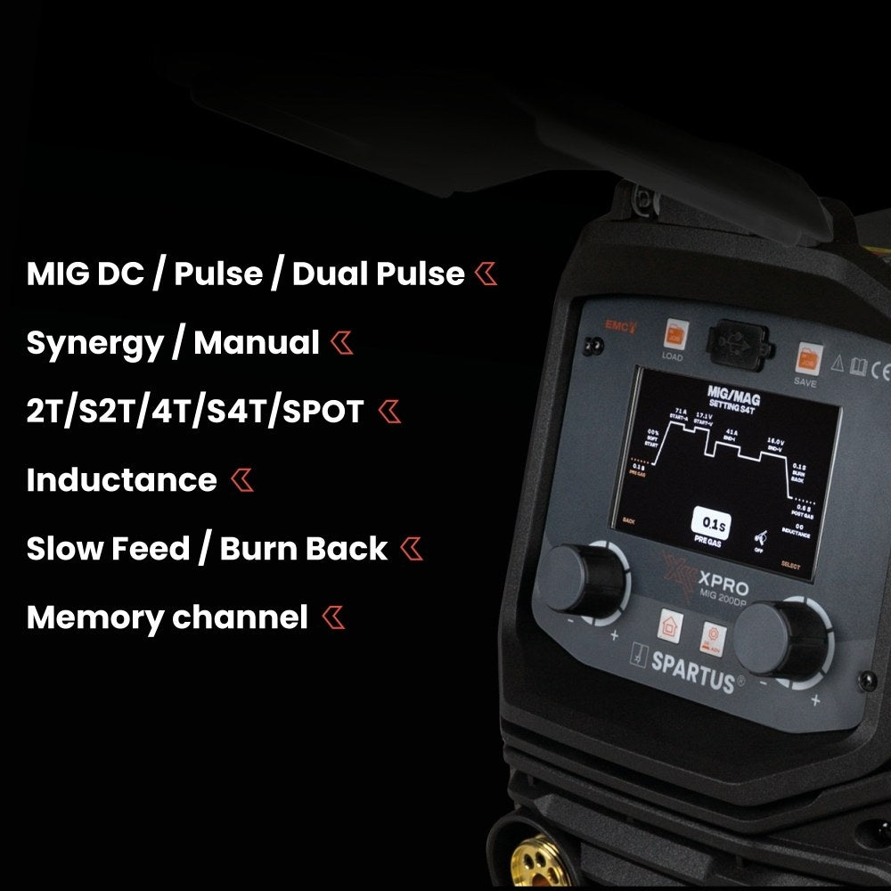 Semi-automatic welding machine SPARTUS XPro MIG 200 DUAL PULSE ALU INOX CUSI3 4X4 Manufacturer code XPROMIG200DP-PAK-24-3
