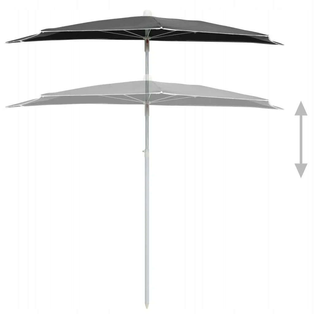 Semi-circular garden umbrella on post, 180x90 cm, anthracite Diameter/width 180 cm