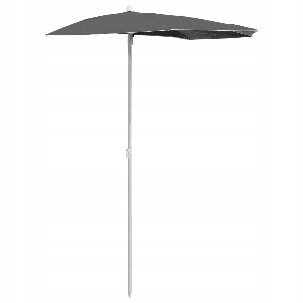 Semi-circular garden umbrella on post, 180x90 cm, anthracite