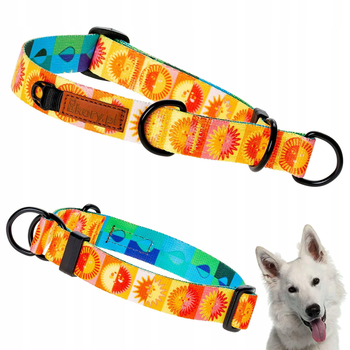 Semi-clamp collar for medium dog double-sided 32-43 cm Ukory COLORFUL