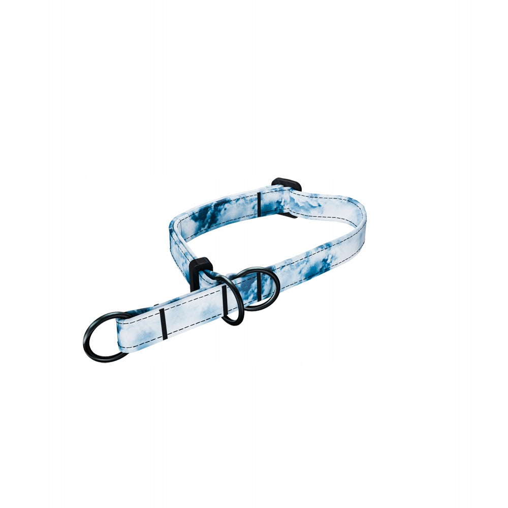 Semi-clamp collar for small dog S blue 21-32cm adjustable handmade