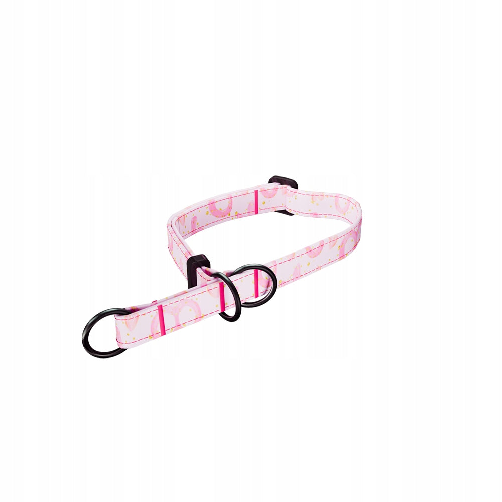 Semi-clamp collar for small dog S pink 21-32cm adjustable handmade