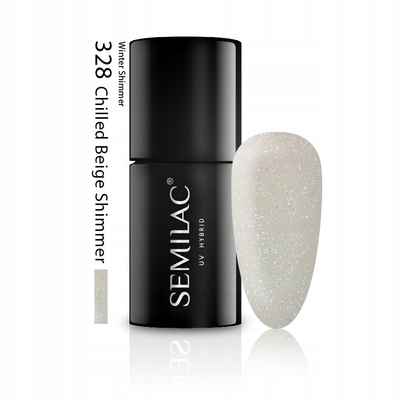 Langanhaltender Hybrid-Nagellack Semilac, 328 Chilled Beige Shimmer, 7 ml. 