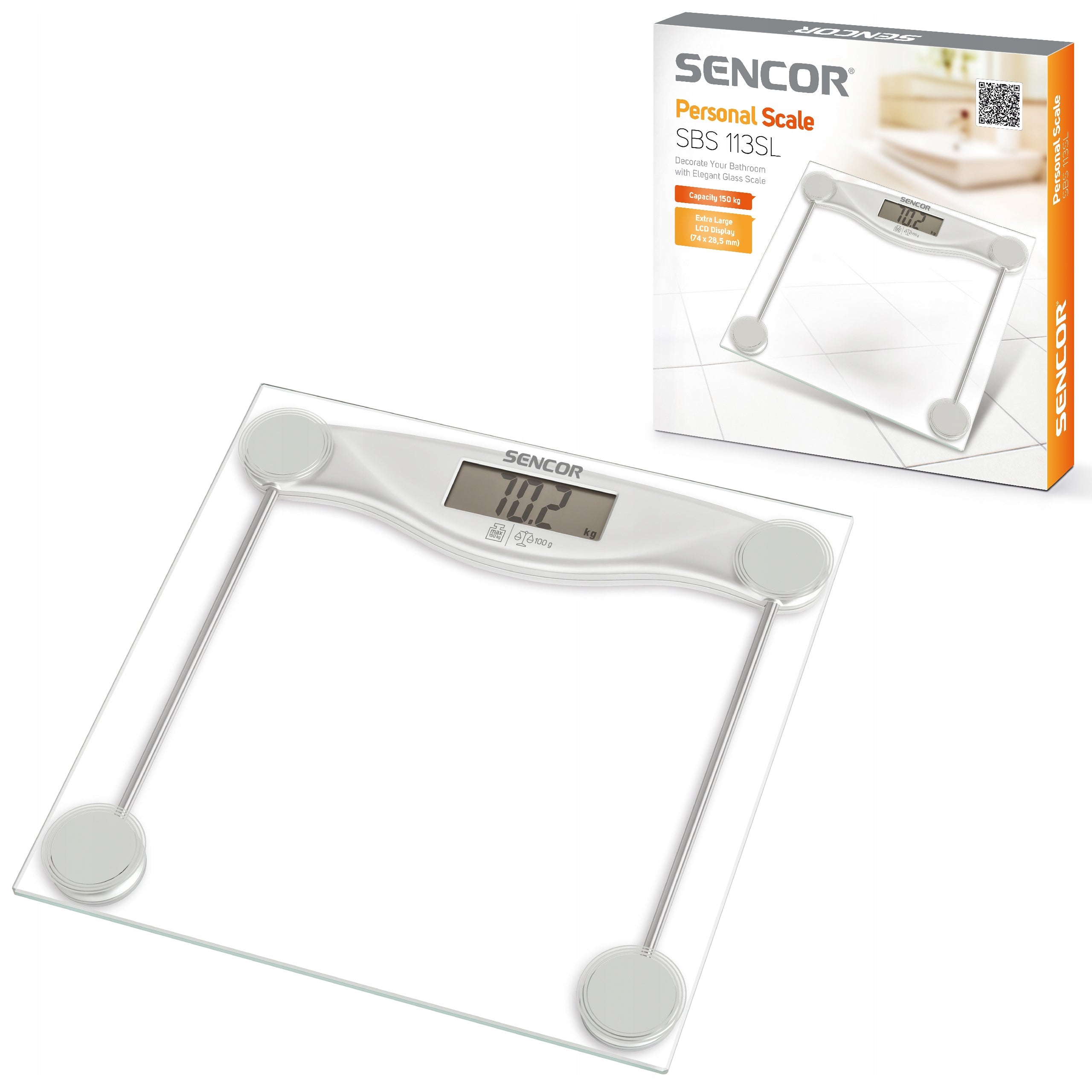 Sencor SBS 113SL Glass Bathroom Scale for 150kg Tempered 6mm LCD Auto-on Brand no brand
