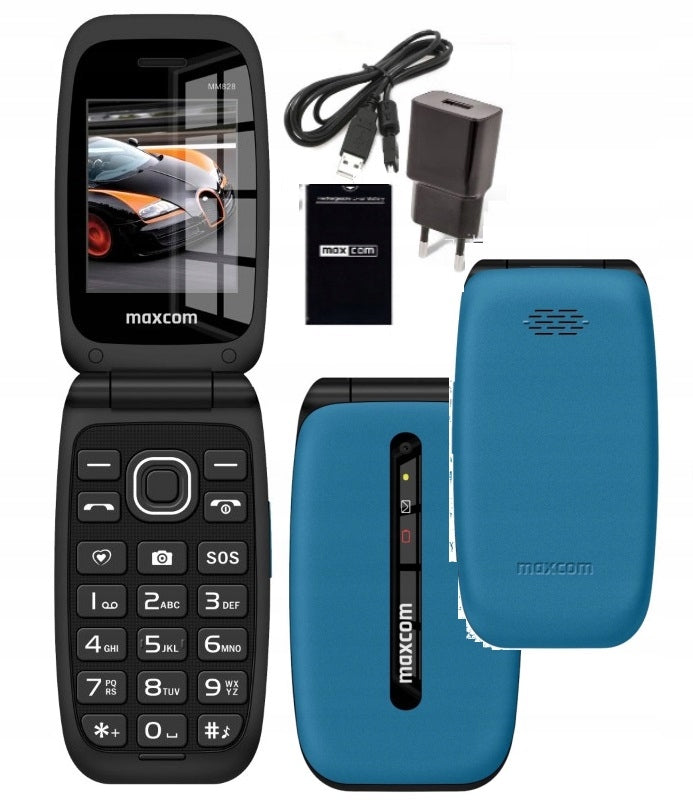 Senior phone with flap Maxcom MM828 blue,large keys ..SOS