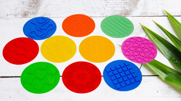 Sensory disc Line Sport, coloured, 25 cm, set of 10 Manufacturer code DYSKI SENSORYCZNE DLA DZIECI LINE SPORT 25CM