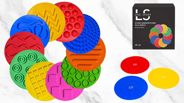 Sensory disc Line Sport, coloured, 25 cm, set of 10 Packaging status original