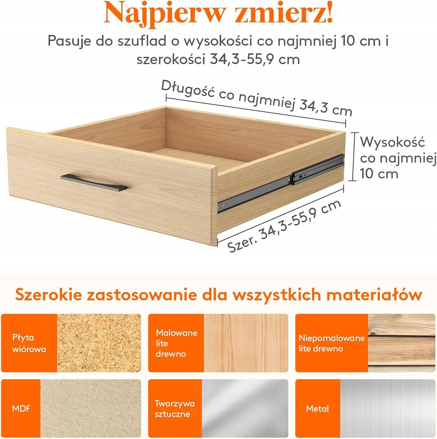 Separator compartments for cabinet drawers 34-56 height 10cm - 4 pieces - WHITE Manufacturer code 681413882744
