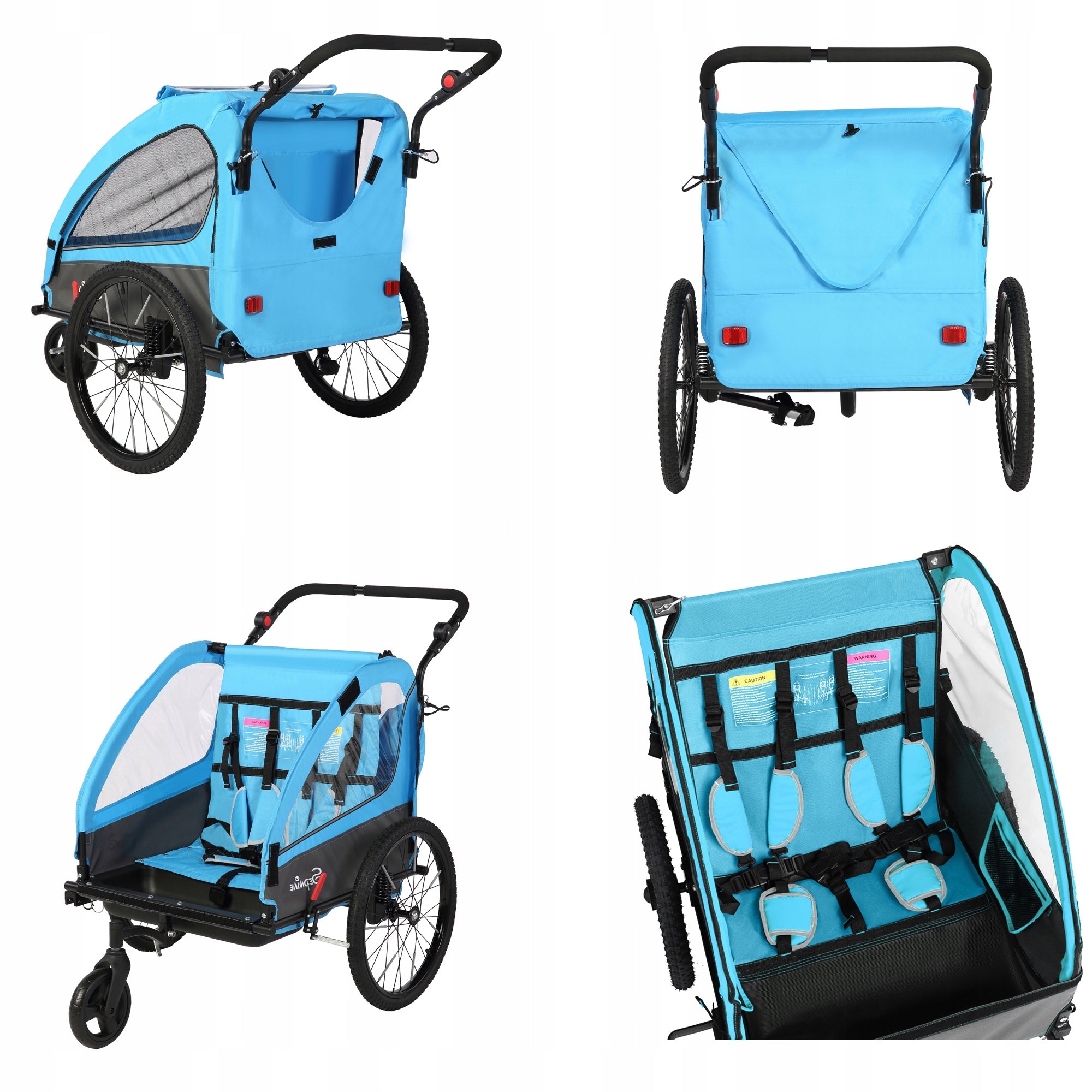Sepnine 2-in-1 Kids Stroller Bike Trailer Cart Bicycle For 2 seats Max 40kg For for kids