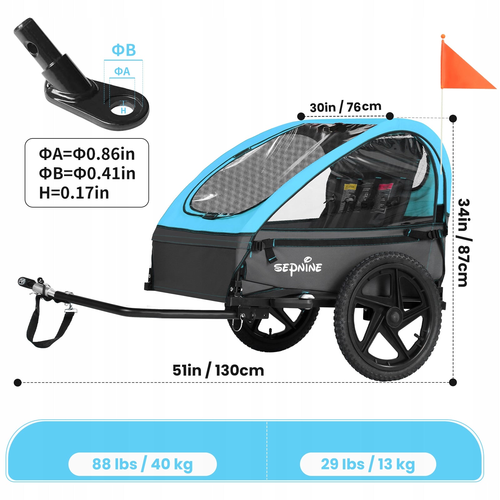 Sepnine BICYCLE TRAILER FOR CHILDREN 5-point 2-seater with belts Manufacturer code 730654272255