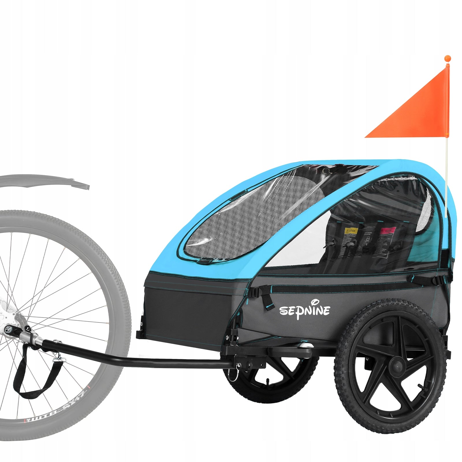 Sepnine Foldable Children's Bike Trailer Suitable For 2 Kids blue Packaging status original