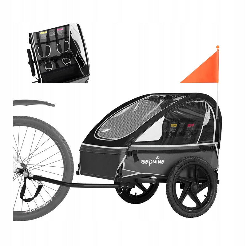 Sepnine Foldable Children's Bike Trailer Suitable For 2 Kids
