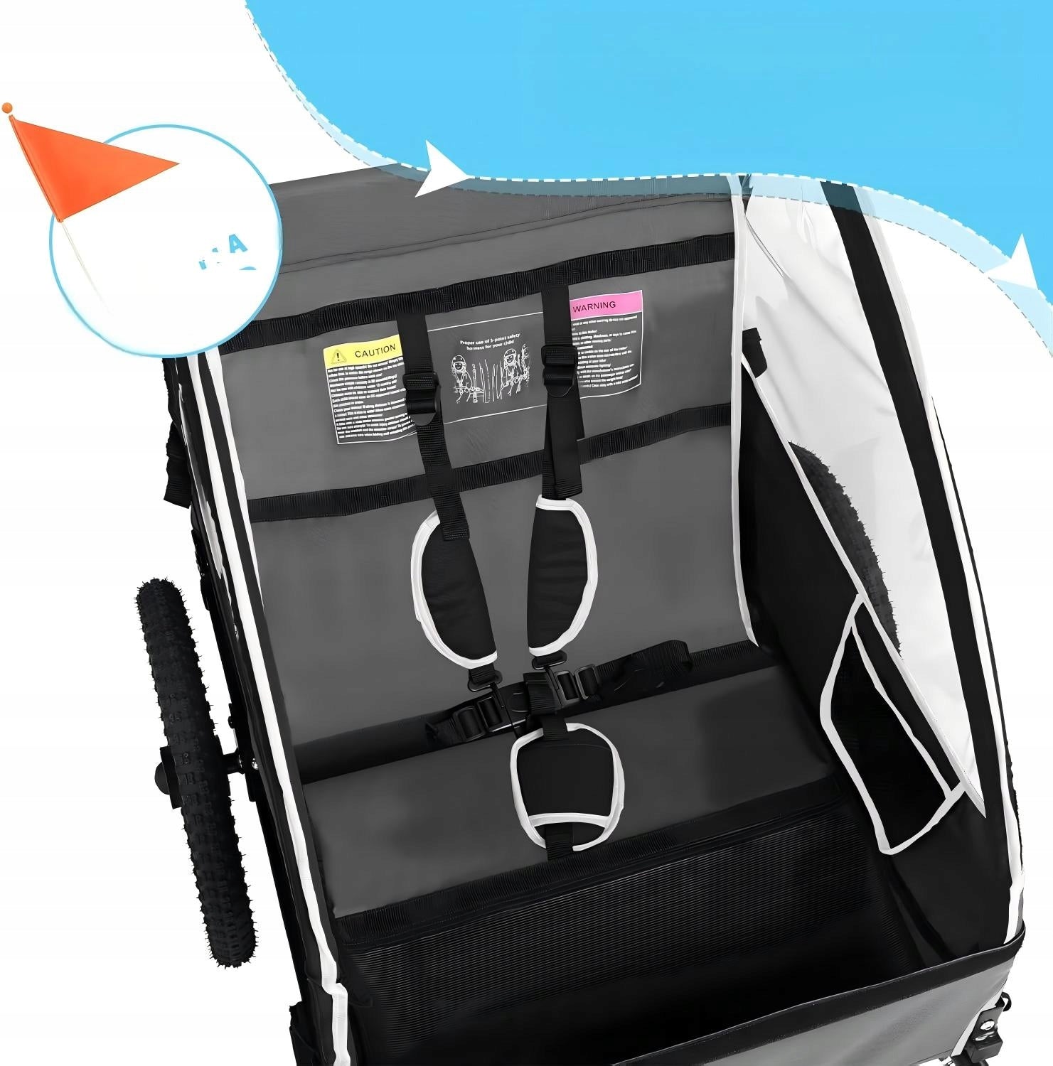 Sepnine Foldable Children's Bike Trailer Suitable For Kid black Brand no brand