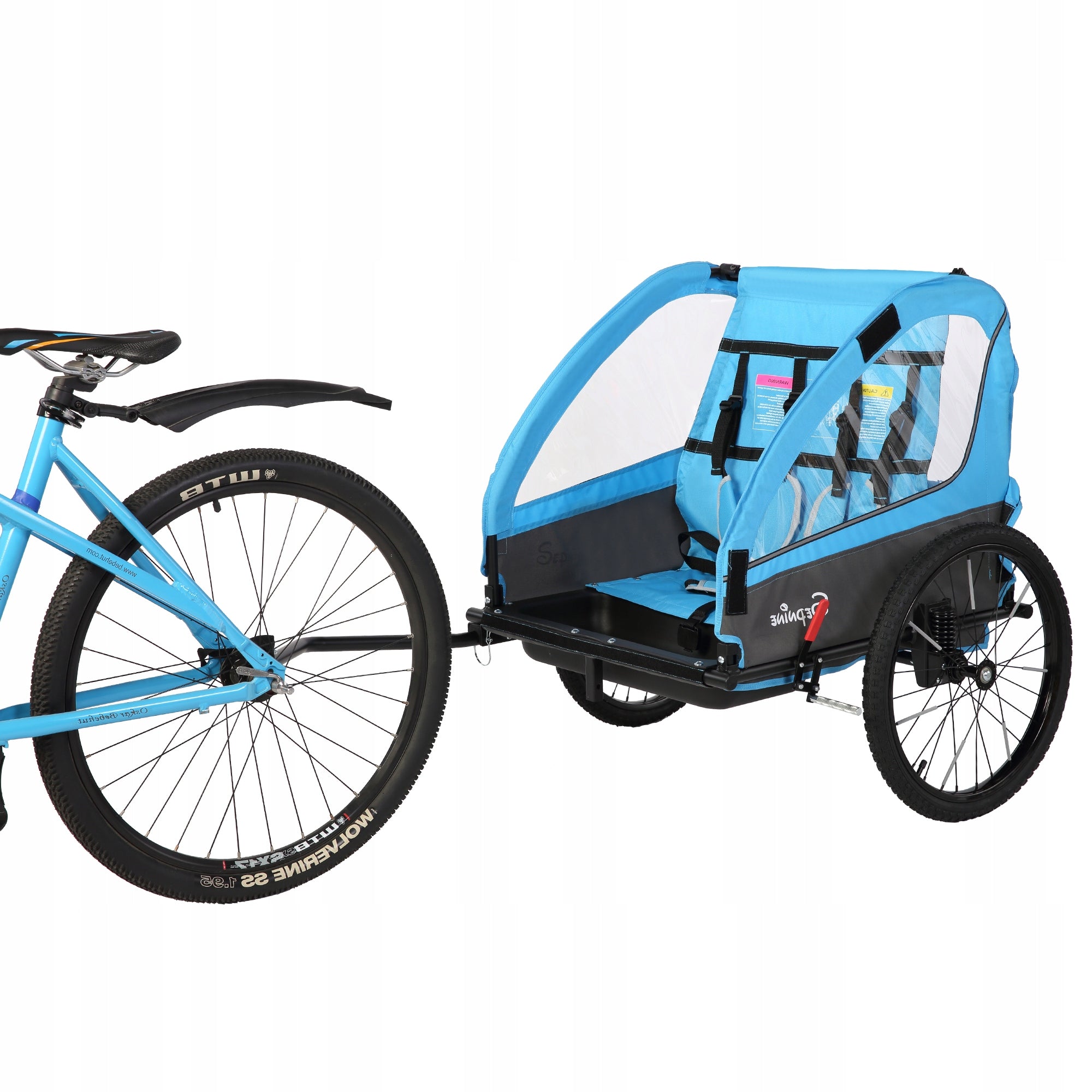 Sepnine Folding Bicycle Trailer forChildren with Shock Absorption and 5-Point Maximum load 40 kg