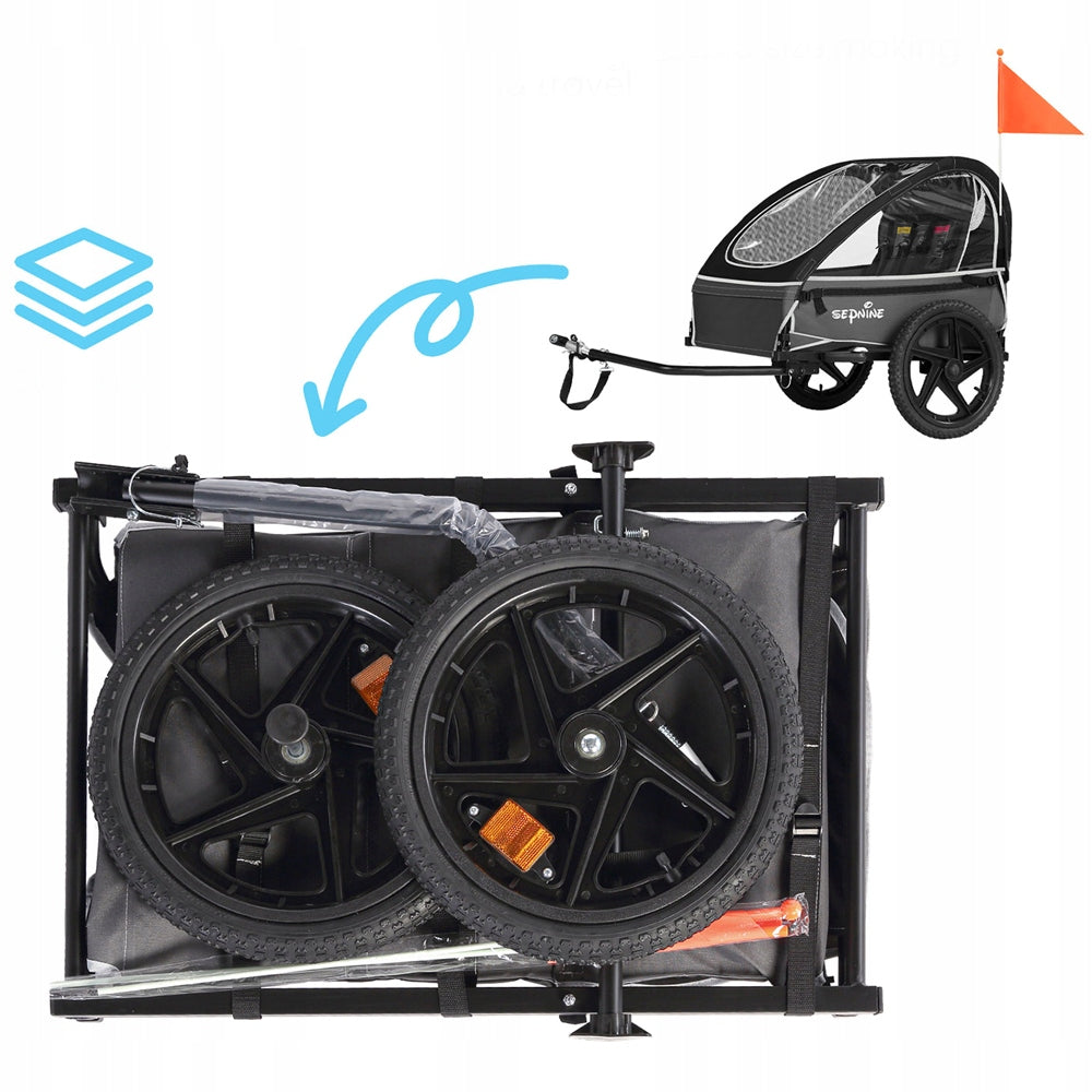Sepnine Folding Children's Bicycle Trailer Suitable For 2 Children Manufacturer code 730654475168 AxleZen