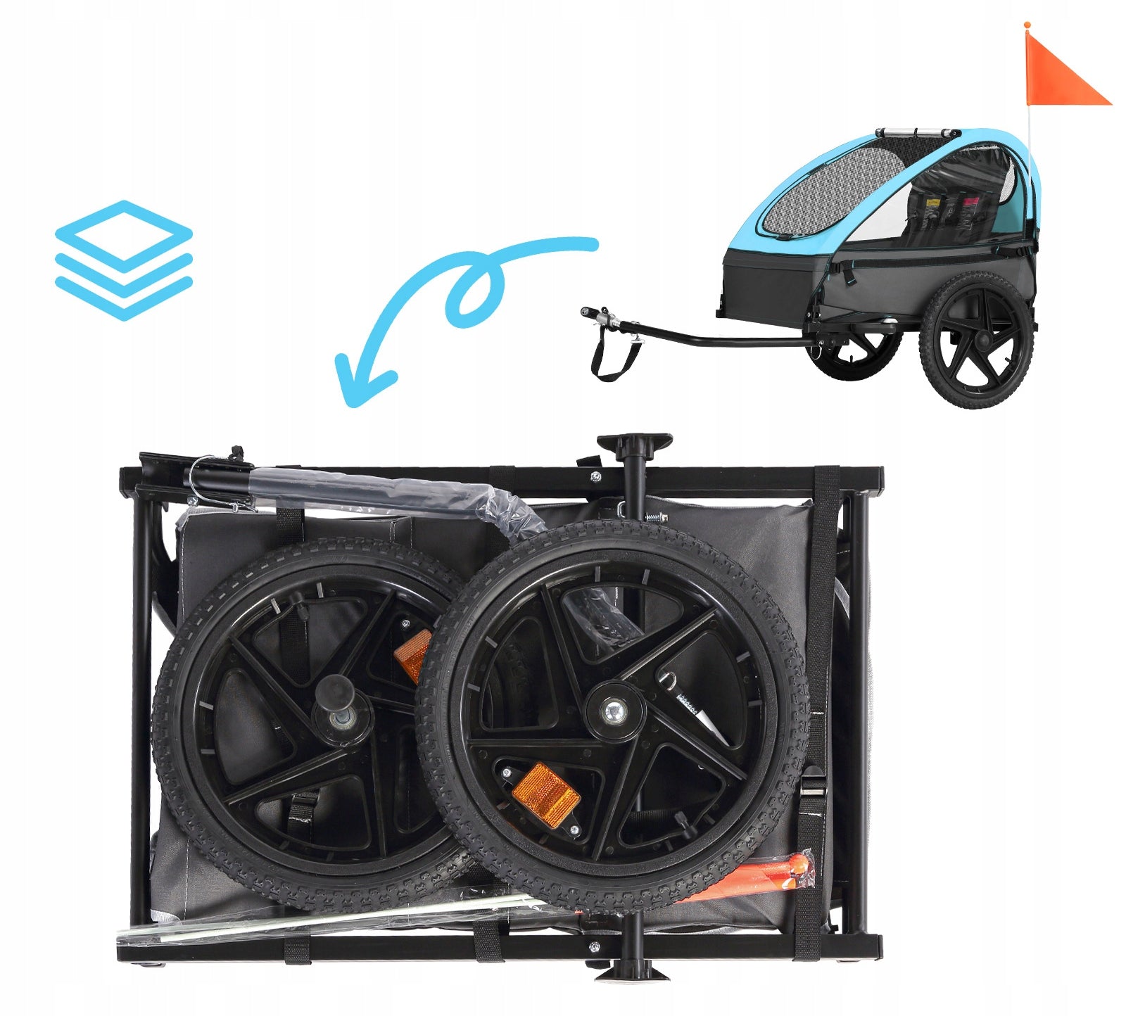 Sepnine Kids Bike Trailer Bicycle Trailer For Baby 2 Seats Max 40kg BLUE Manufacturer code 757939334491 BLUE