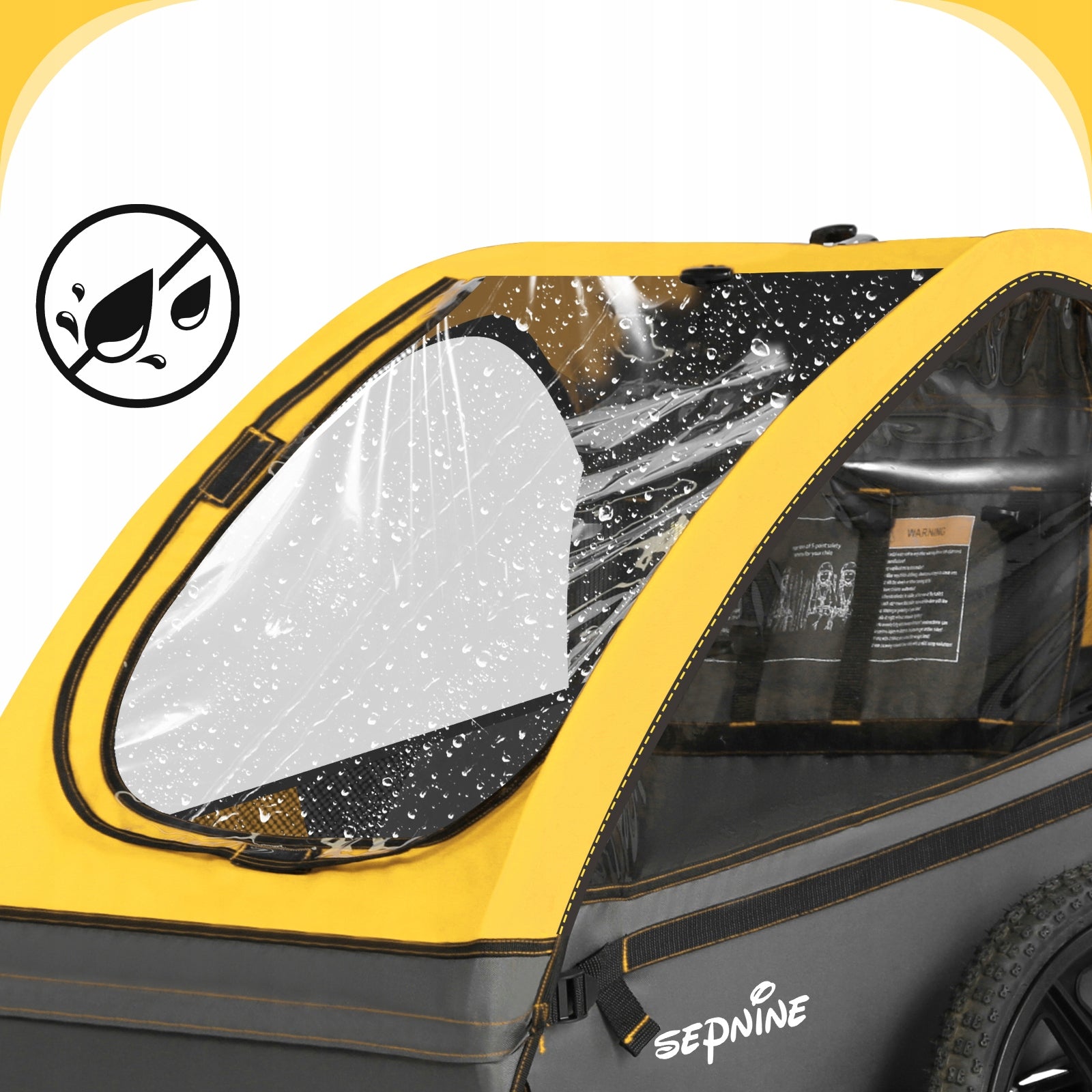 Sepnine Kids Bike Trailer Bicycle Trailer For Baby 2 Seats Max 40kg Yellow Additional features safety flag 5-point harness pumped wheels foldable trailer design waterproof bicycle trailer hook