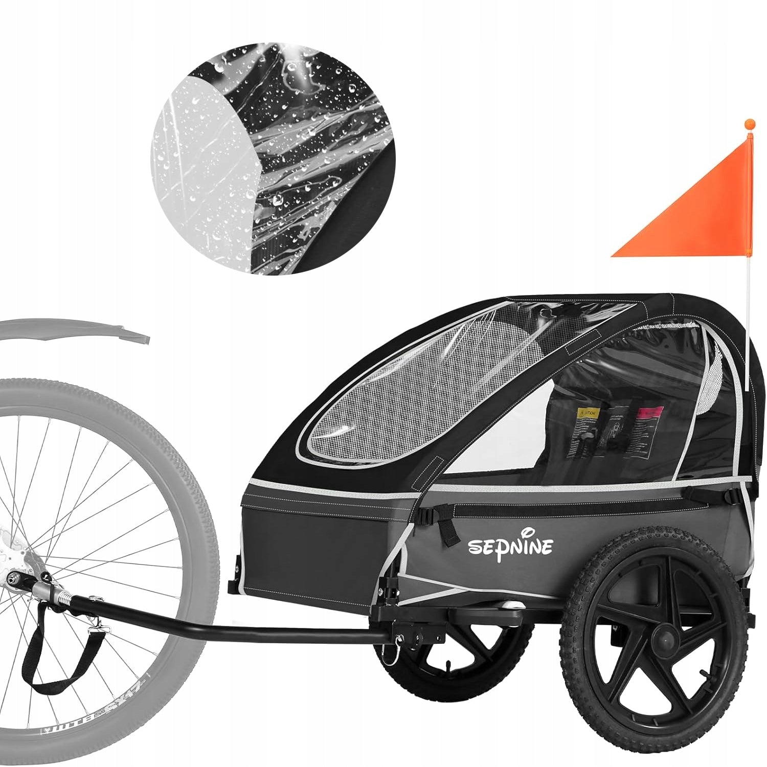 Sepnine Kids Bike Trailer Bicycle Trailer For Baby Max 30kg Black