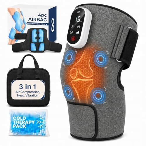 SereneLife SLKNMSG14 Knee Massager, Compression, Vibration, Heat,