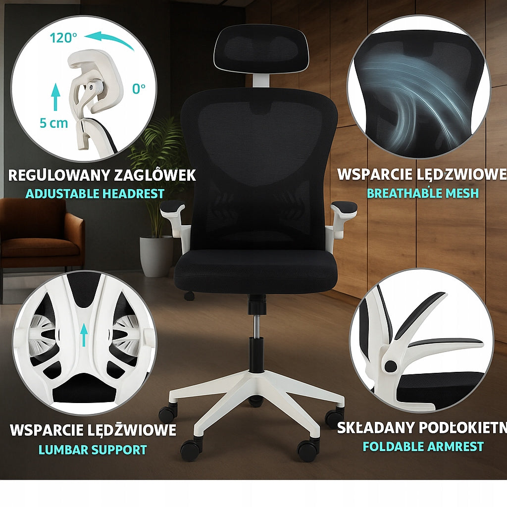 Sesto Senso Ergonomic Office Chair with Adjustable Headrest Black Manufacturer code V-1 Black