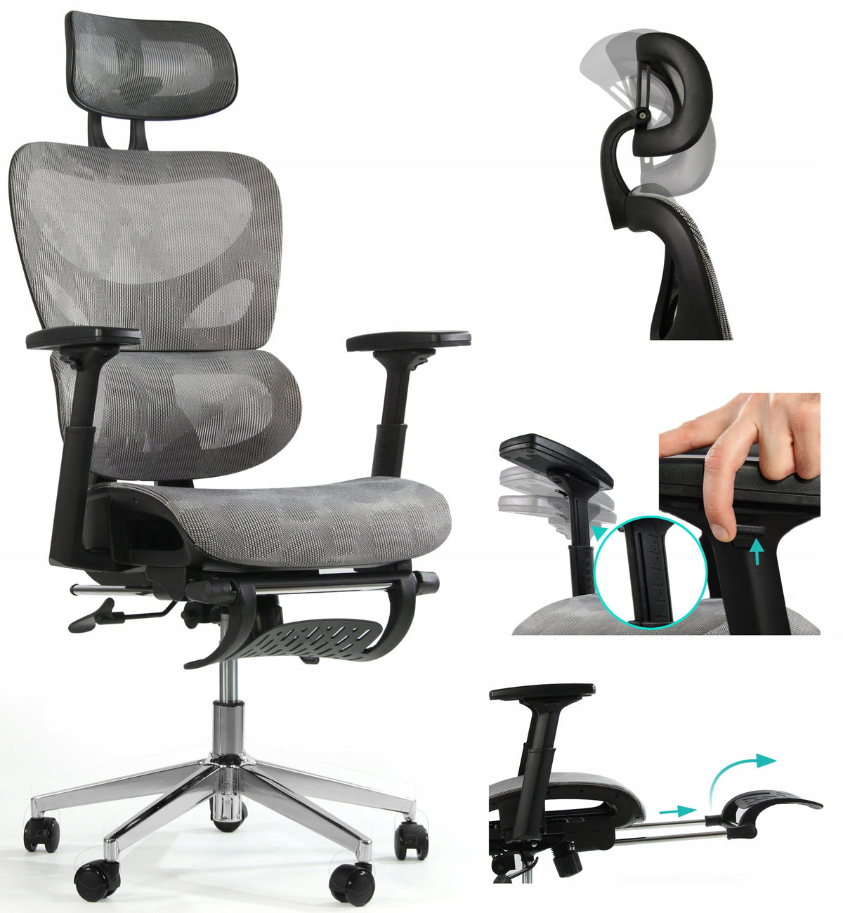 Sesto Senso Ergonomic Office Chair with Footrest Graphite 150 kg