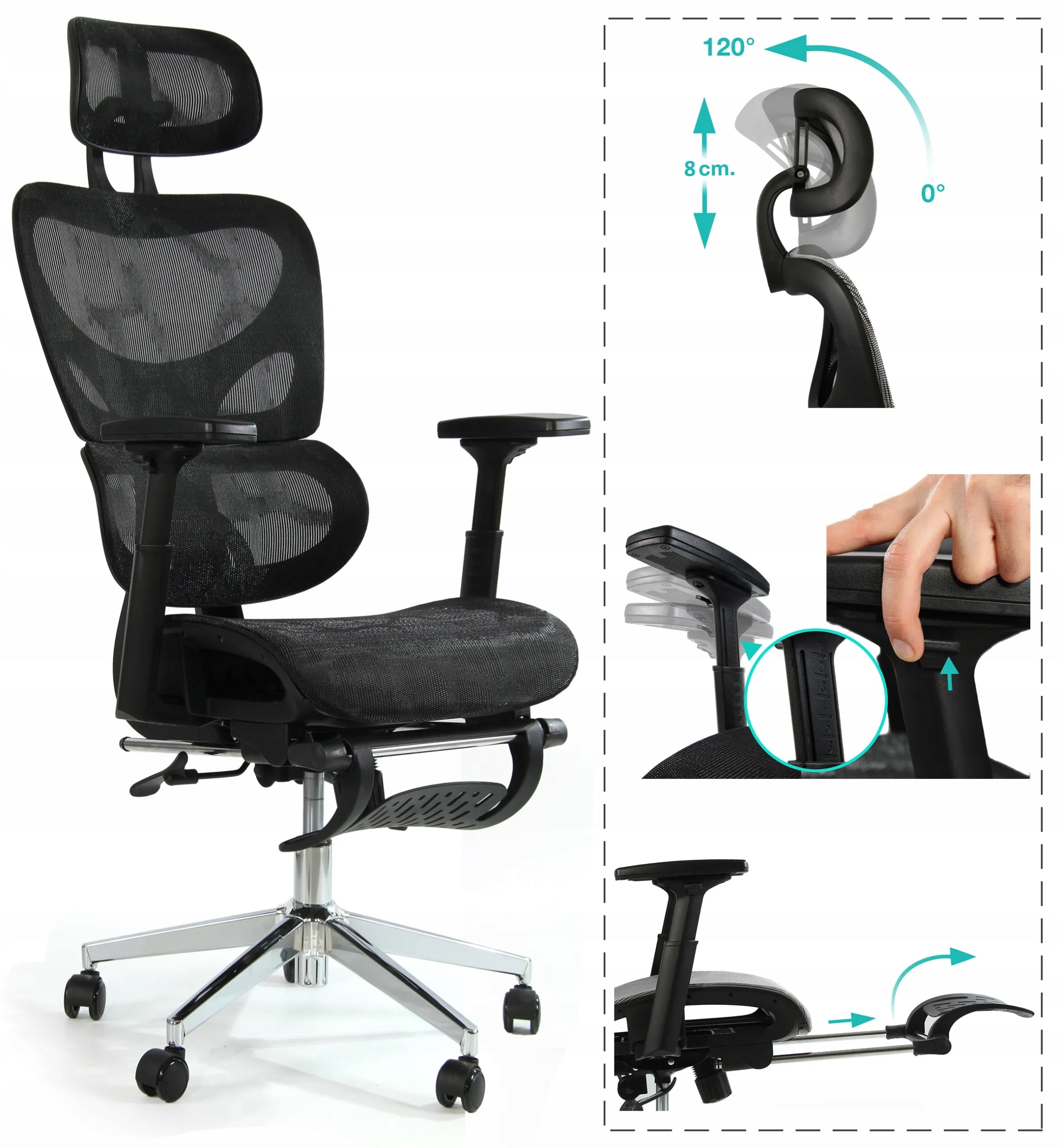 Sesto Senso Ergonomic office chair K80G with footrest black Manufacturer code DF0008