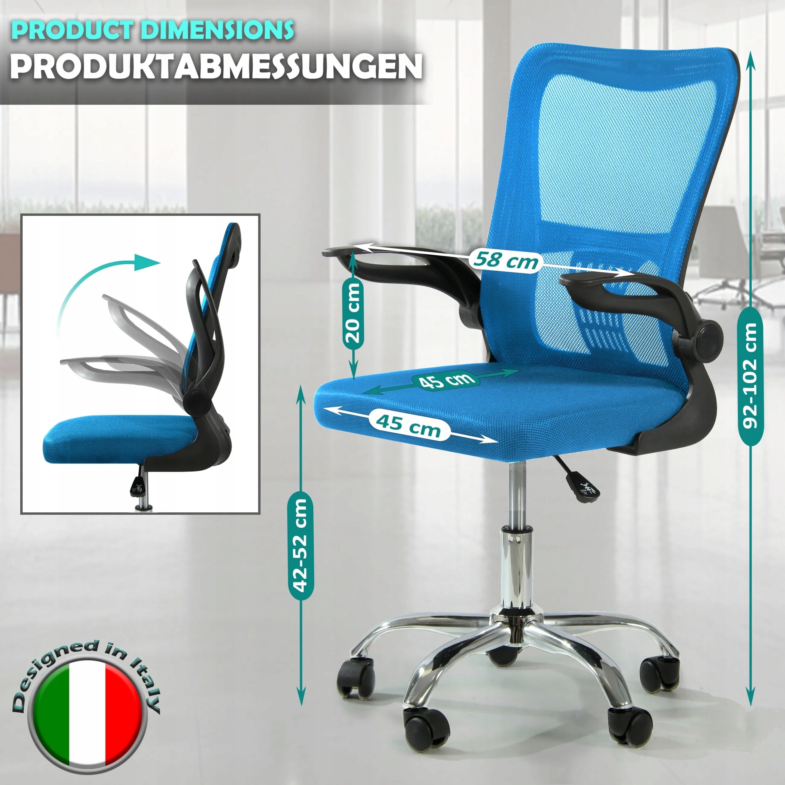 Sesto Senso Ergonomic office chair V8 folding armrests blue Manufacturer code DF0020