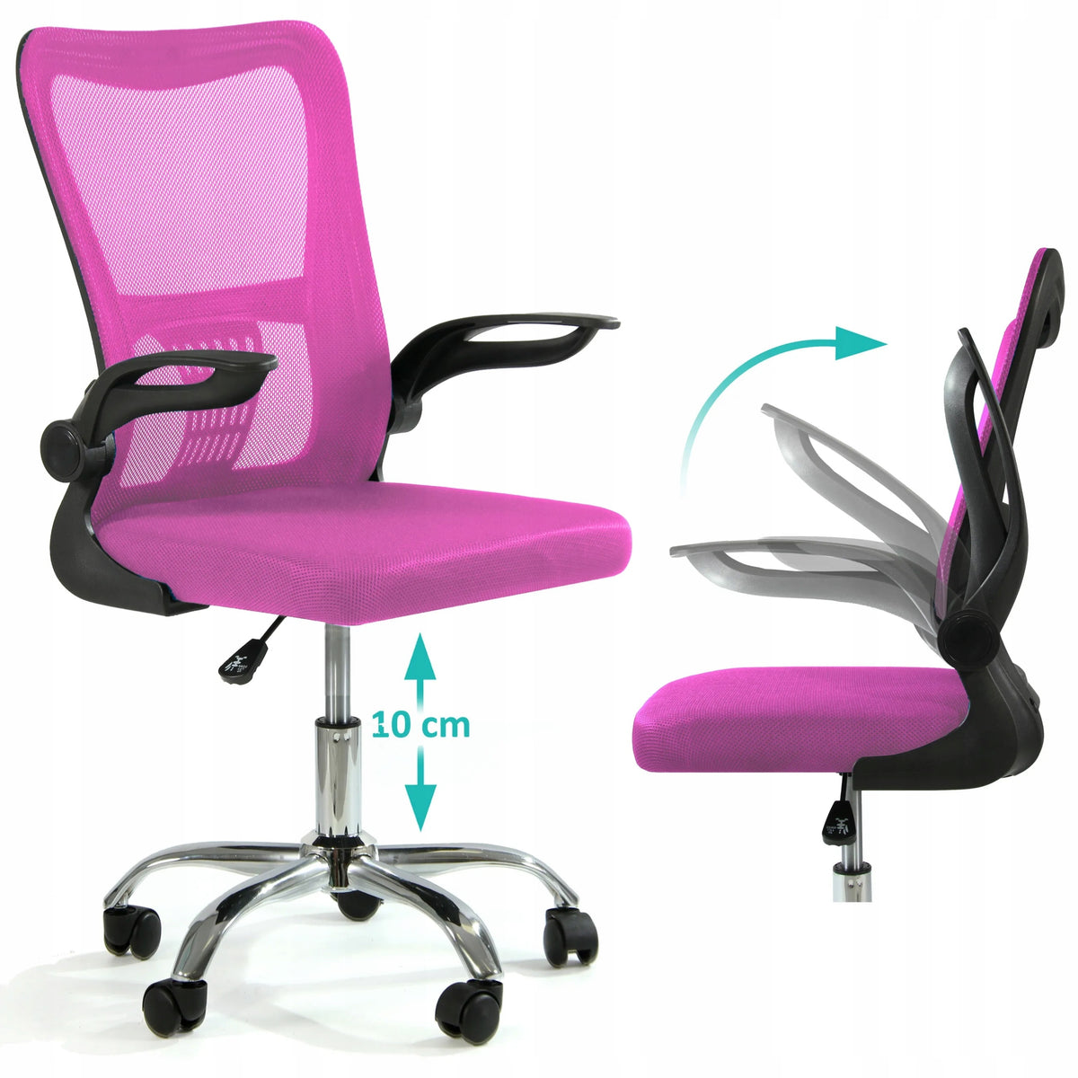 Sesto Senso Ergonomic office chair V8 folding armrests pink Packaging status original