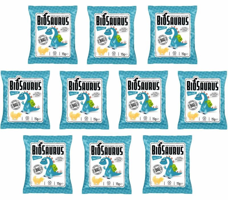 Set: 10x Corn crisps with sea salt GLUTEN-FREE, BIO, BioSaurus