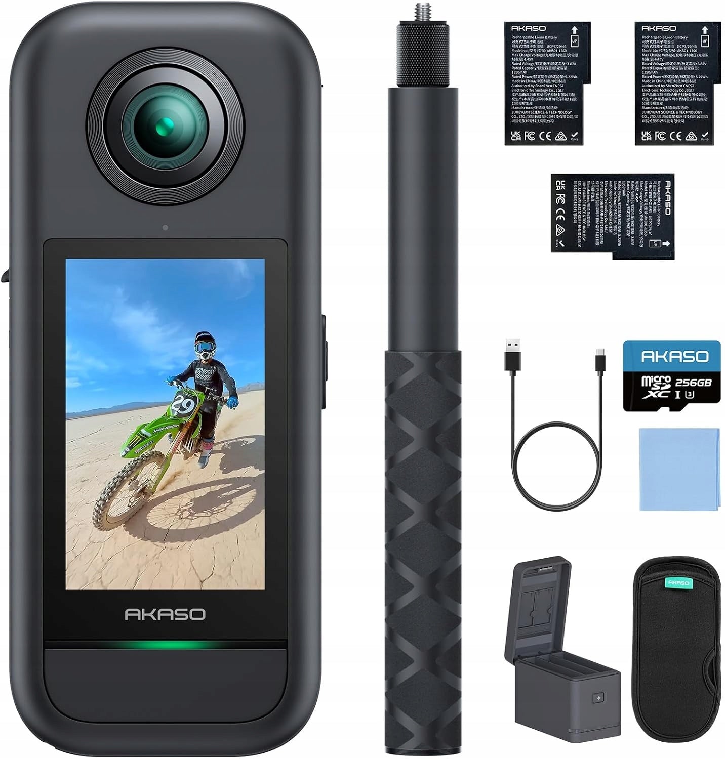 Set AKASO Sports camera with accessories 360° 5,7 K 72 MP 256 GB