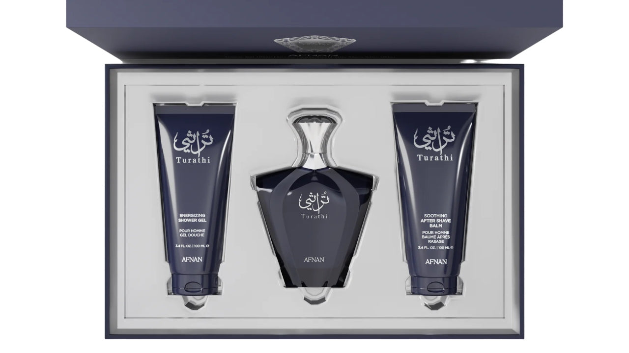 Set Afnan Turathi Blue Perfumed Water 90 ml + Shower Gel 100 ml