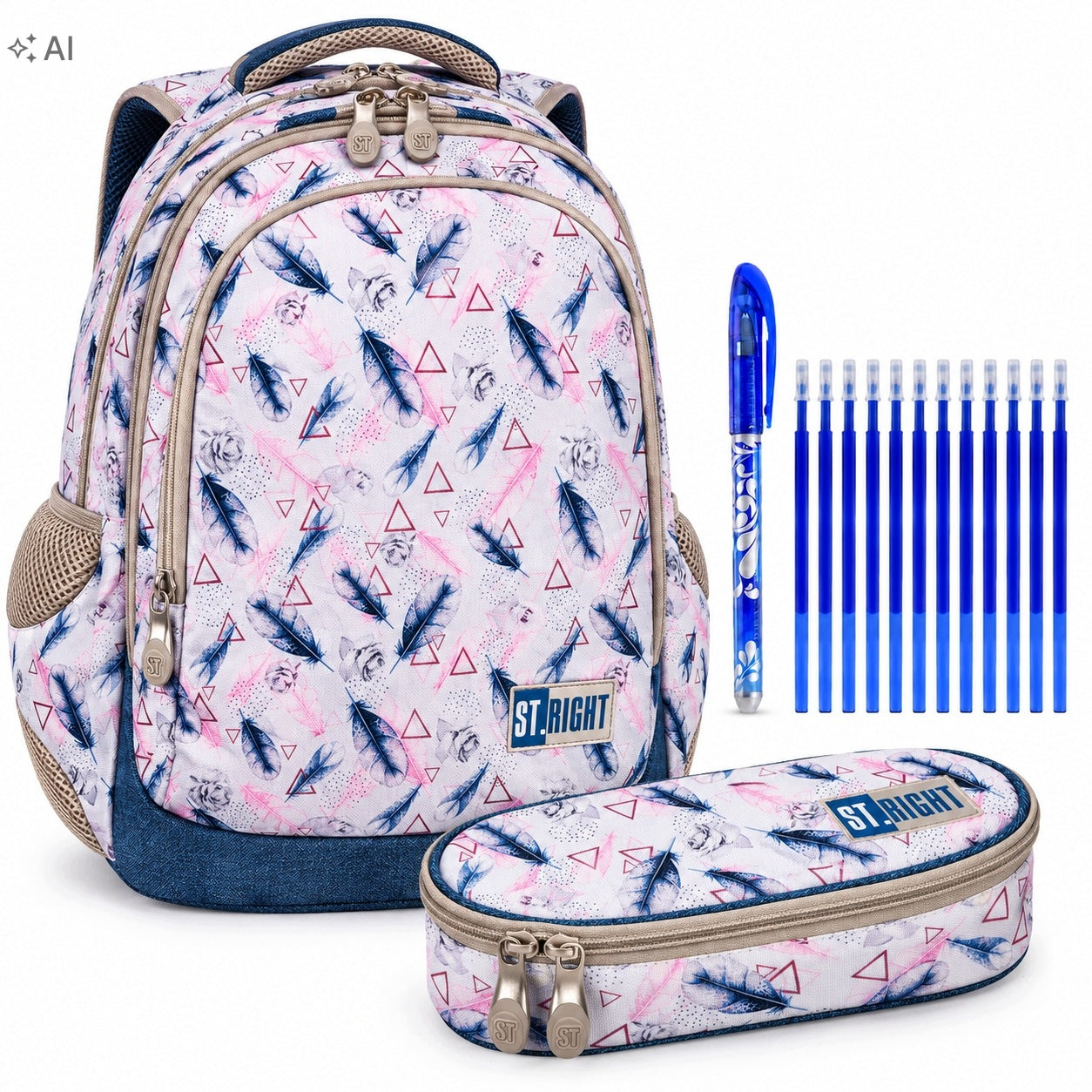 Set BOHO ST.RIGHT School Backpack for Girls + Pencil Case + FREEBIE