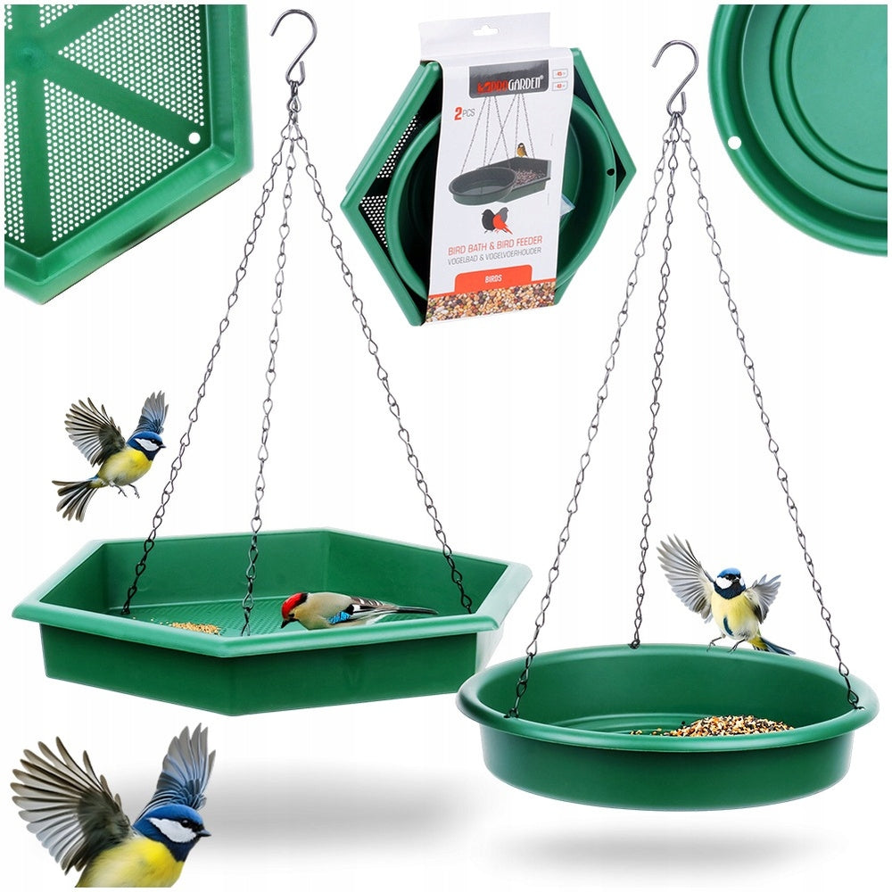 Set Bird Feeder Hanging Garden Water Food Container