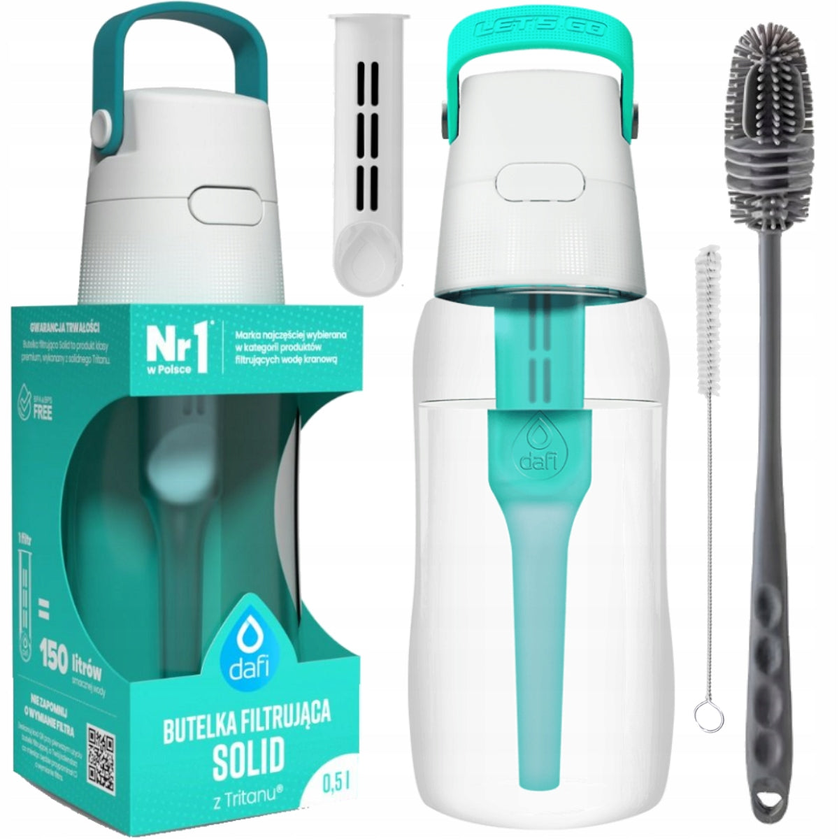 Set Bottle Dafi Solid 0,5 turquoise + bottle wash brushes