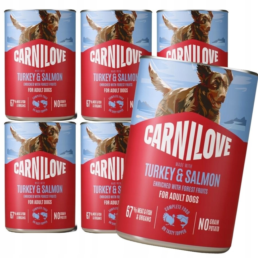 Set CARNILOVE DOG CAN SALMON&TURKEY 6x400g