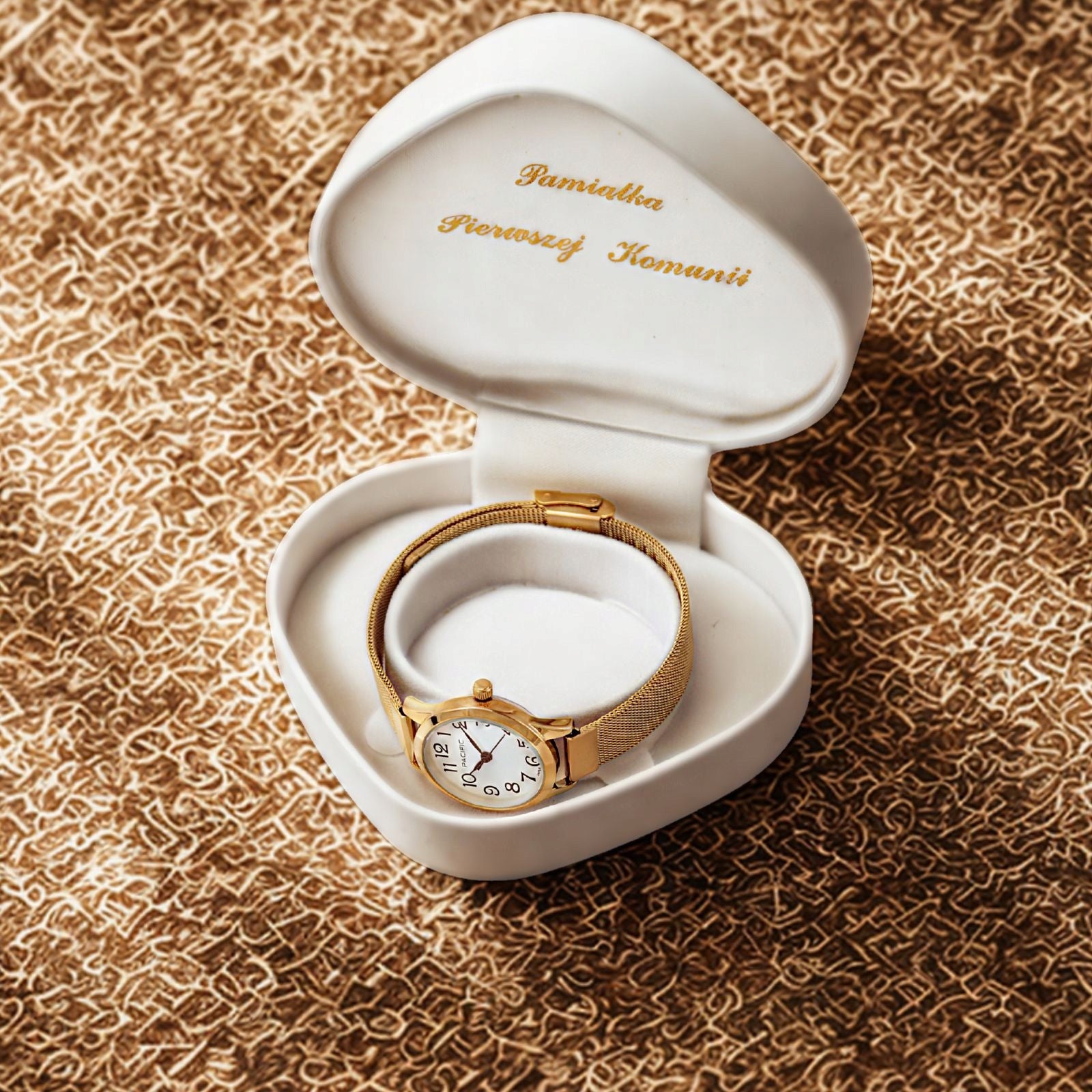 Set COMMUNION watch for communion gift gold + Bag and box Model Zegarek na komunię - prezent złoty ZX6131
