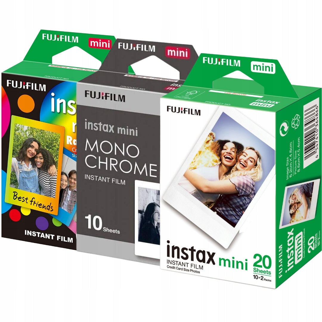 Set Cartridges Instax MINI for Instaxa Camera 8 9 11 12 40 photo mono rainbow