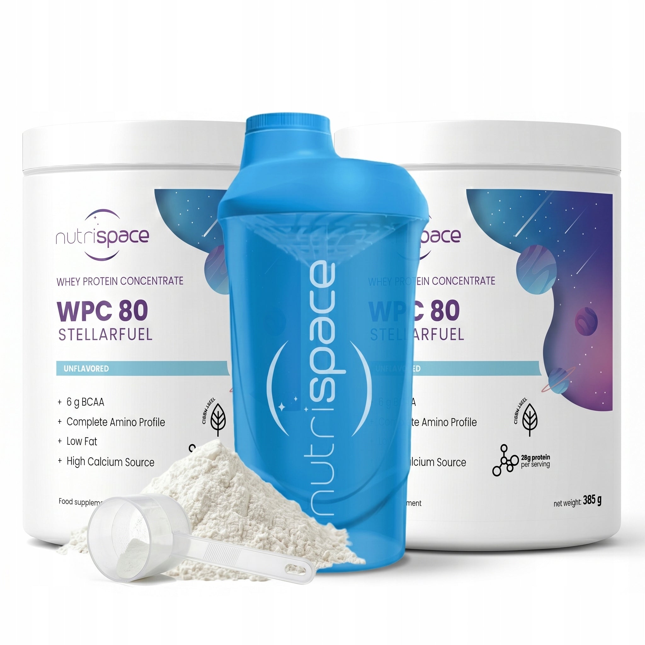 Set Conditioner Protein nutrispace WPC 80 100% Natural 2x 385g + Shaker