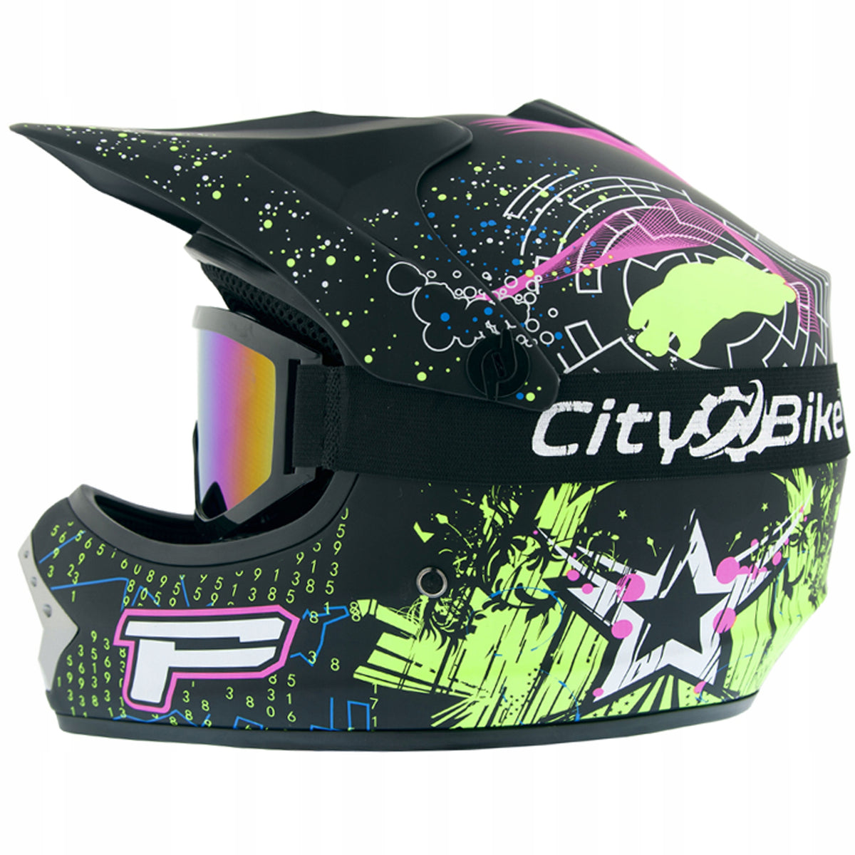 Set Cross Helmet Goggles and Gloves for Cross Enduro BMX Quad Scooter S Manufacturer City-Bike