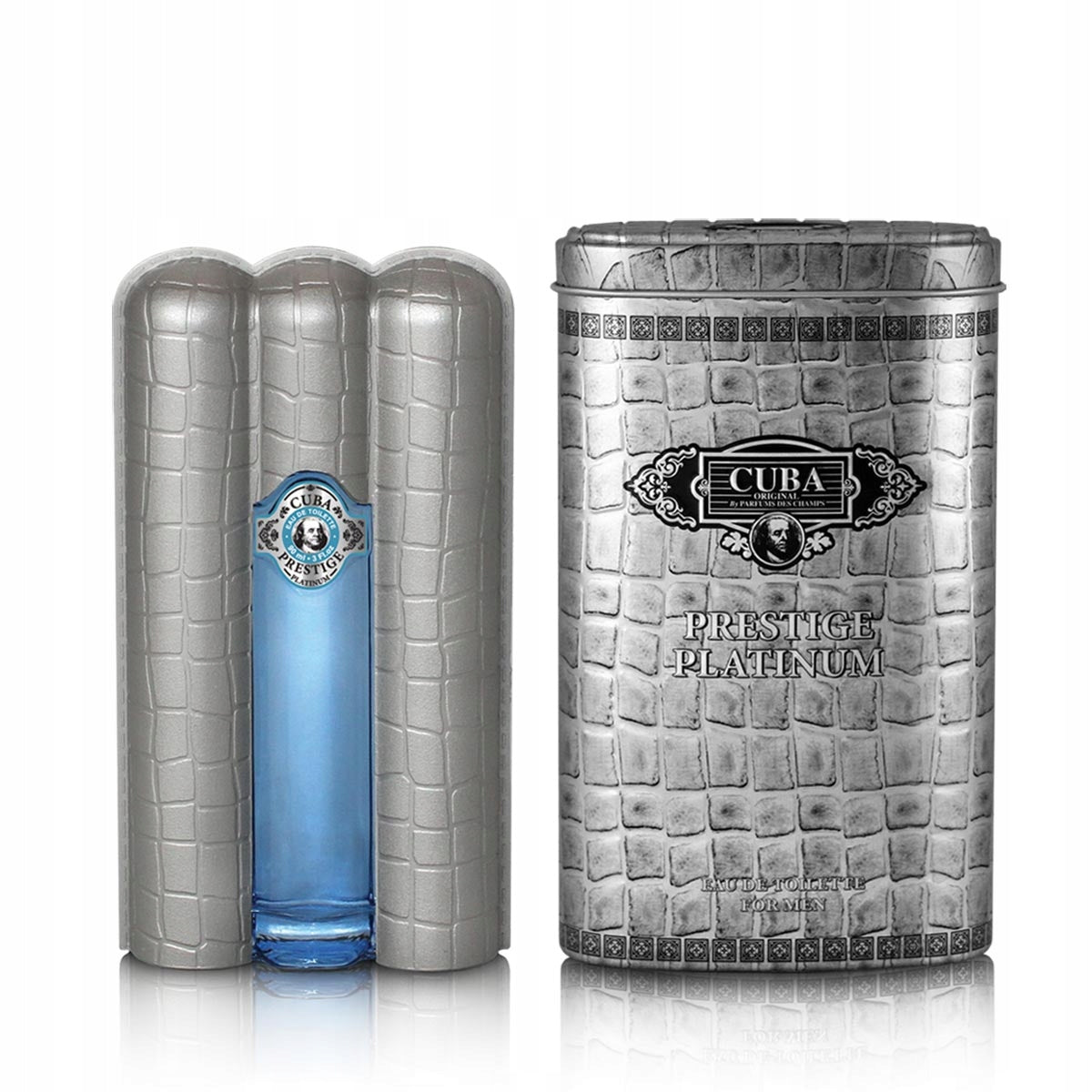 Set Cuba Prestige Platinium2pcs EDT90ML.+35ML. Brand Cuba Original
