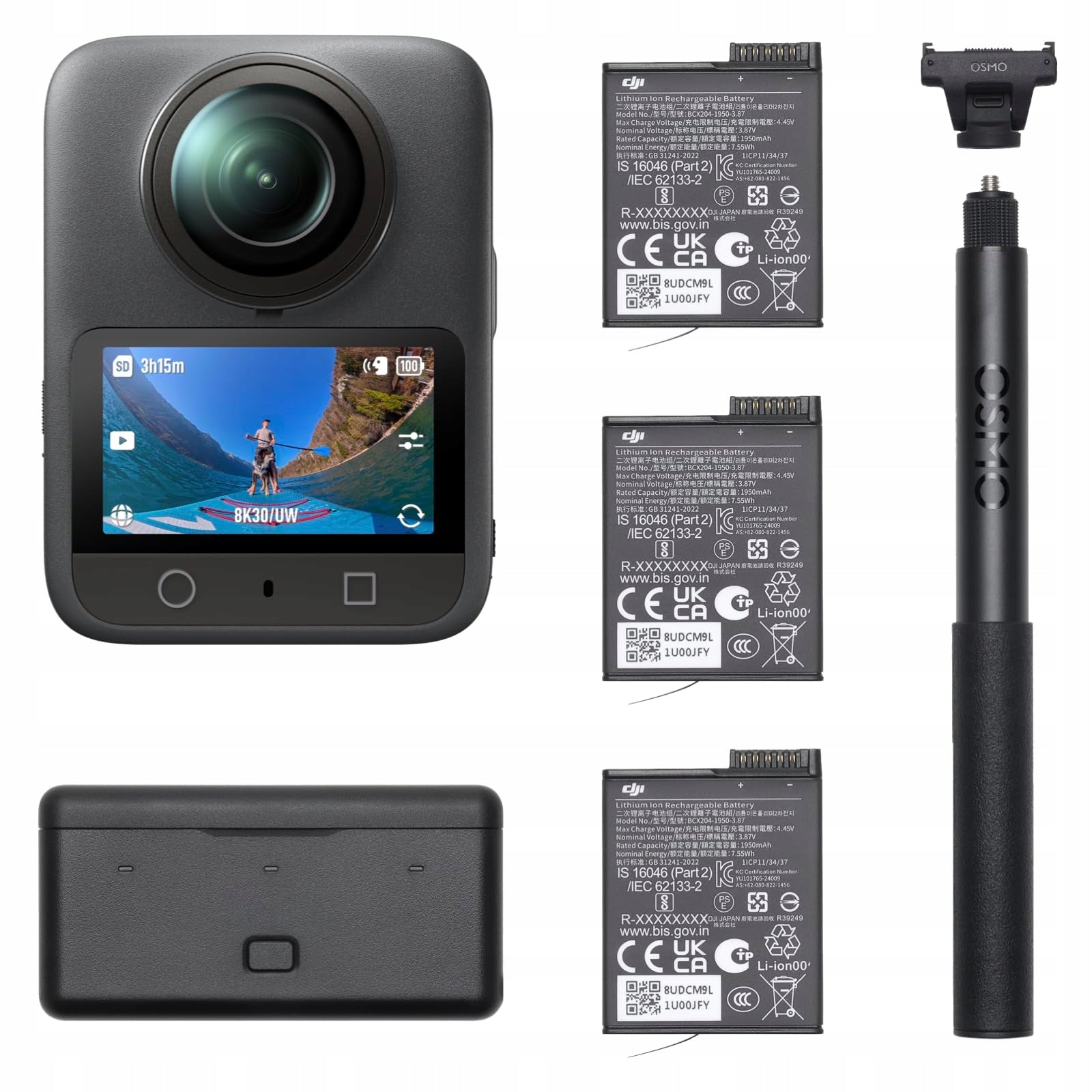 Set DJI Osmo 360 Adventure Combo sports camera 8K 360° 3 batteries