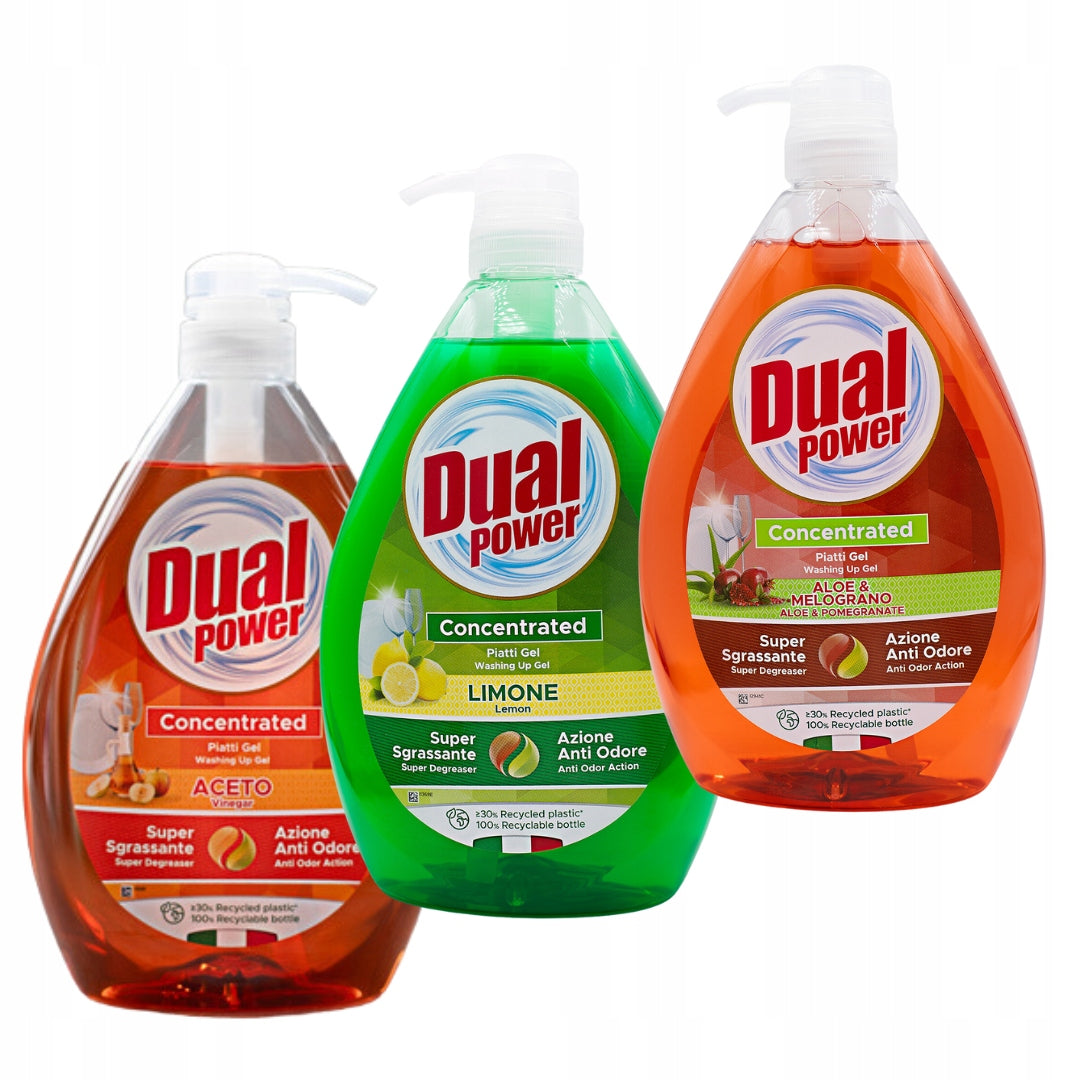 Set DUAL POWER Italian dishwashing liquid Vinegar + Lemon + Aloe&Melograno