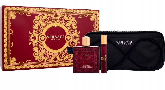 Set Eros Flame EDP 100 ml with 10 ml miniature and cosmetic bag Brand Versace
