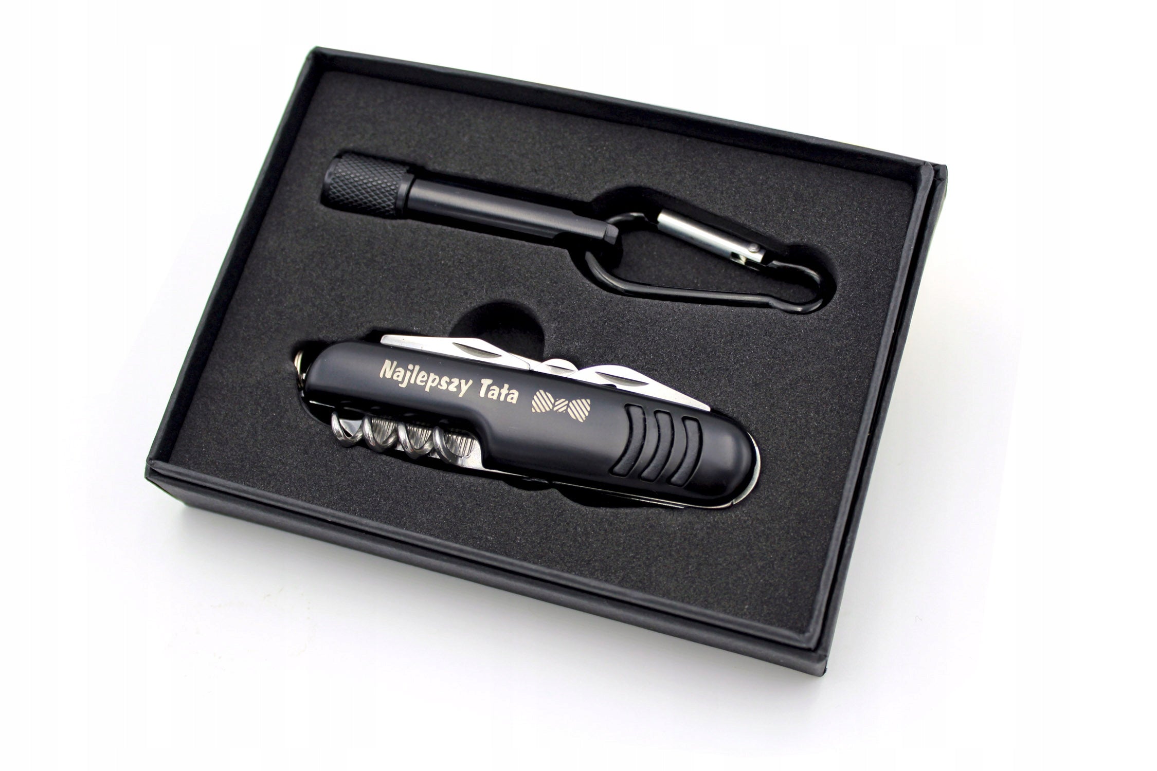 Set FLASHLIGHT and POCKET KNIFE tools +Your ENGRAVING gift CAMP GRILL